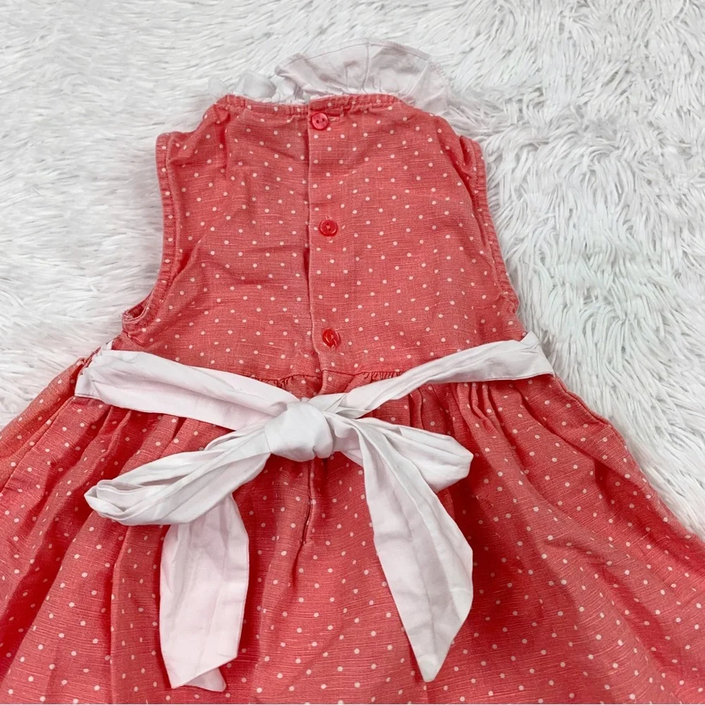 EdgeHill collection sleeveless linen blend smocked dress ruffle‎ collar